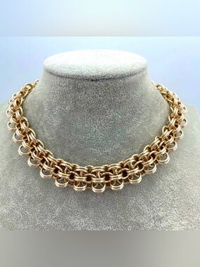 Vintage West Germany Gold Tone Double Link Collar Necklace 17”